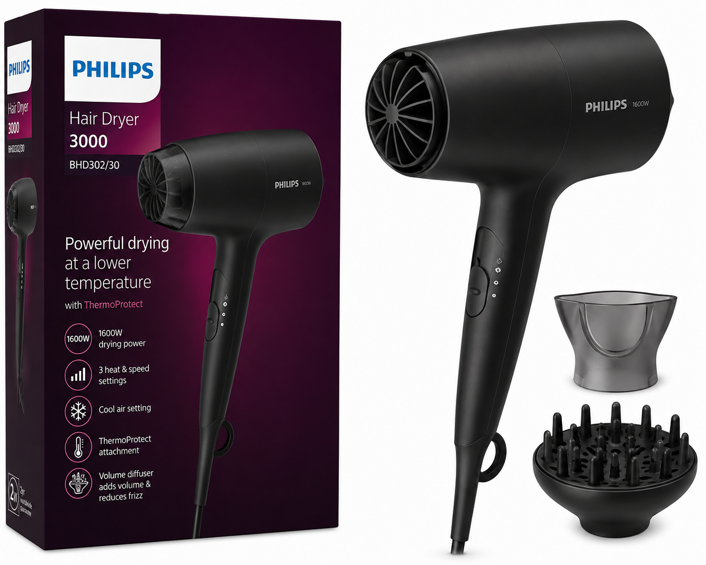 Philips Series 3000 Hair Dryer BHD302/30